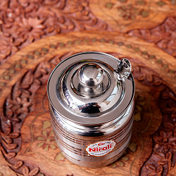 【6個セット】〔約150ml〕レードル付き　シュガーポット　ギーポット　レトロな形にモダンな風合いが魅力　ステンレス製 - サブ5