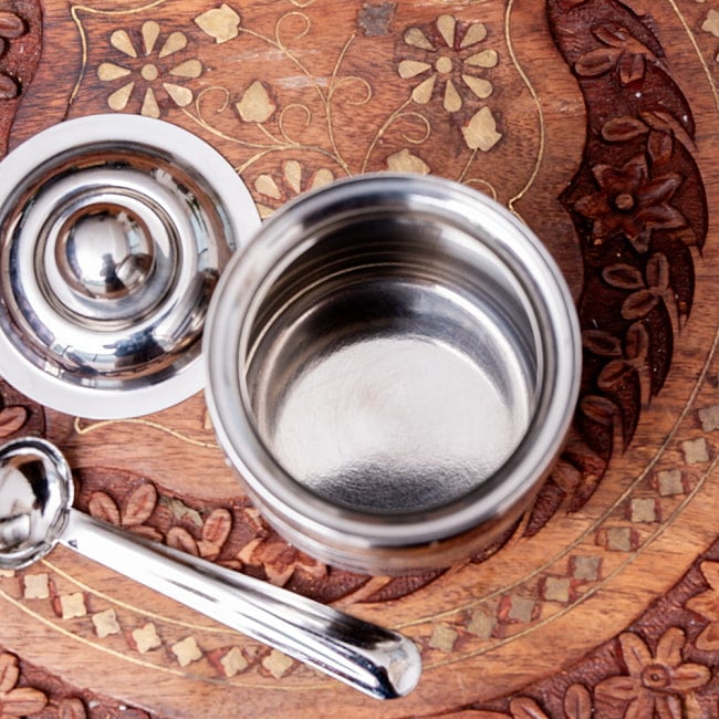 【6個セット】〔約150ml〕レードル付き シュガーポット ギーポット レトロな形にモダンな風合いが魅力 ステンレス製 7 - 中はこのようになっています