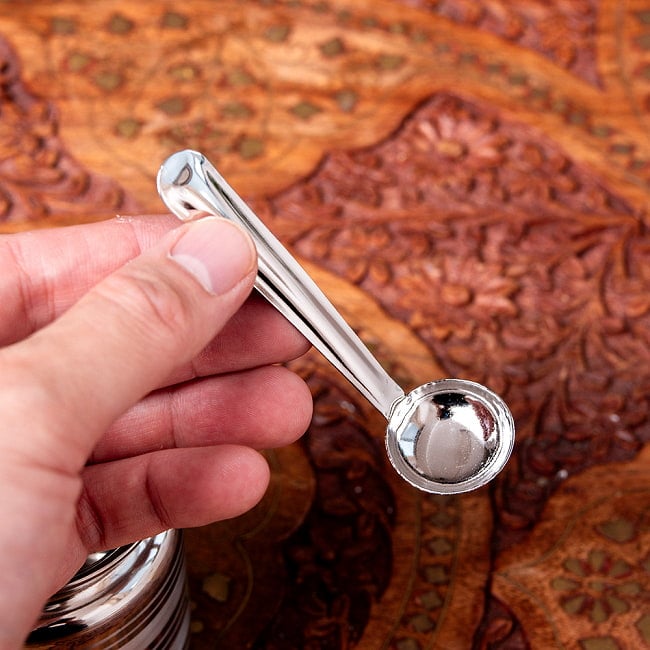 【6個セット】〔約150ml〕レードル付き シュガーポット ギーポット レトロな形にモダンな風合いが魅力 ステンレス製 9 - レードル拡大写真です