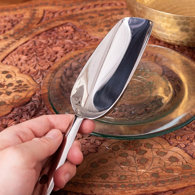 【6個セット】インドの台所から アタ粉スコップ〔約22cm〕丈夫なステンレス製 小麦粉 粉物 砂糖などをすくえて便利 11 - 拡大写真です