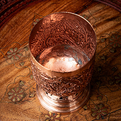 【2個セット】カシミールの重厚な精細彫金 脚付きグラス 高さ：12.5cm程度 - サブ5