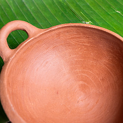 【3個セット】ワラン - スリランカ伝統の素焼き鍋 取っ手付き walang テラコッタ製 直径：22.5cm程度 - サブ5