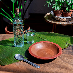 【3個セット】薄深皿 スリランカ伝統の素焼き食器 スーププレート テラコッタ製 直径：20.5cm程度 - サブ4