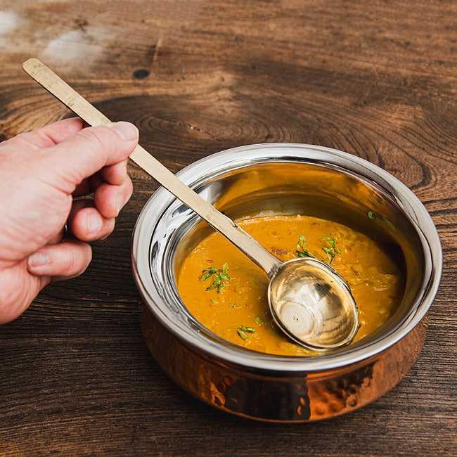 【6個セット】ネパールのブラス レードル お玉 約22.5cm 7 - サブジなどの取り分けに。