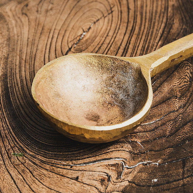 【6個セット】槌目仕上げ ネパールのブラス レードル クラシックで重厚な味わいが魅力的 27cm 4 - お玉部分になります。