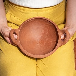 ワラン - スリランカ伝統の素焼き鍋 取っ手付き walang テラコッタ製 直径：20.5cm程度 - サブ2