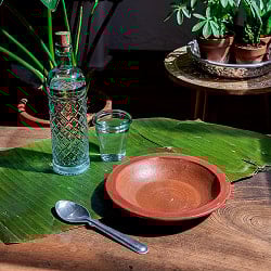 薄深皿 スリランカ伝統の素焼き食器 スーププレート テラコッタ製 直径：20.5cm程度 - サブ3