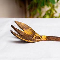 サラダの取り分けにも便利！ココナッツのスプーン・フォークセット　サラダサーバー - サブ3