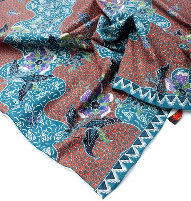 〔210cm*110cm〕インドネシア伝統!コットンバティック - 橙色×青・更紗 5 - フチ部分の拡大写真です