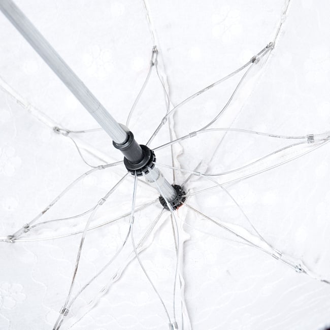 〔アソート〕インド・ラジャスタンのホワイト刺繍傘・日傘 - 直径65cm程度 6 - 傘の骨がお花みたいなデザインです