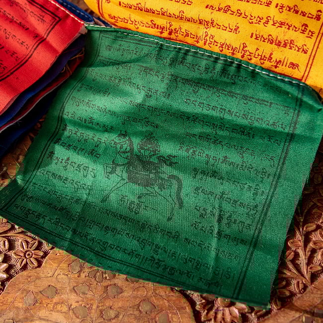 タルチョー【約17cmx約17cm 240cm】　アジアンなフラッグガーランド 6 - 緑
