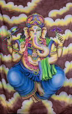 ガネーシャの最高級ブラシペイントバティック【240cm x 140cm】 - サブ2