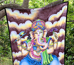 ガネーシャの最高級ブラシペイントバティック【240cm x 140cm】 - サブ3