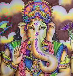 ガネーシャの最高級ブラシペイントバティック【240cm x 140cm】 - サブ4