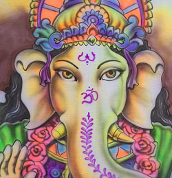 ガネーシャの最高級ブラシペイントバティック【240cm x 140cm】 - サブ5