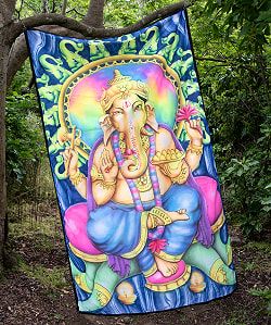 ガネーシャの最高級ブラシペイントバティック【240cm x 140cm】 - サブ2