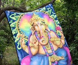 ガネーシャの最高級ブラシペイントバティック【240cm x 140cm】 - サブ3