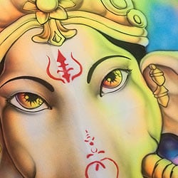 ガネーシャの最高級ブラシペイントバティック【240cm x 140cm】 - サブ5