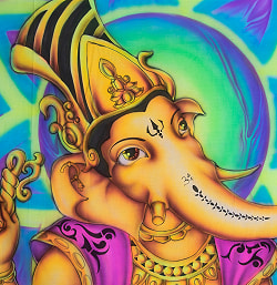 ガネーシャの最高級ブラシペイントバティック【240cm x 140cm】 - サブ3