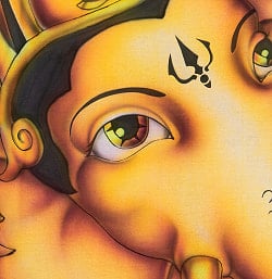 ガネーシャの最高級ブラシペイントバティック【240cm x 140cm】 - サブ5