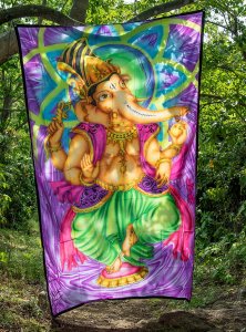 ガネーシャの最高級ブラシペイントバティック【240cm x 140cm】