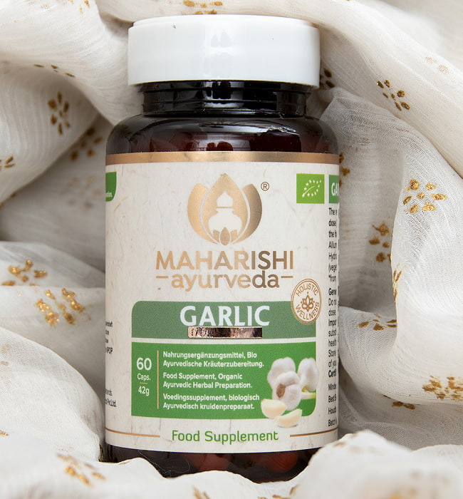 ハーブカプセル ガーリック - GARLIC Herbal Supplementの写真1枚目です。ハーブカプセル ガーリックのボトルですガーリック,ハーブ,カプセル,アーユルヴェーダ,マハリシ