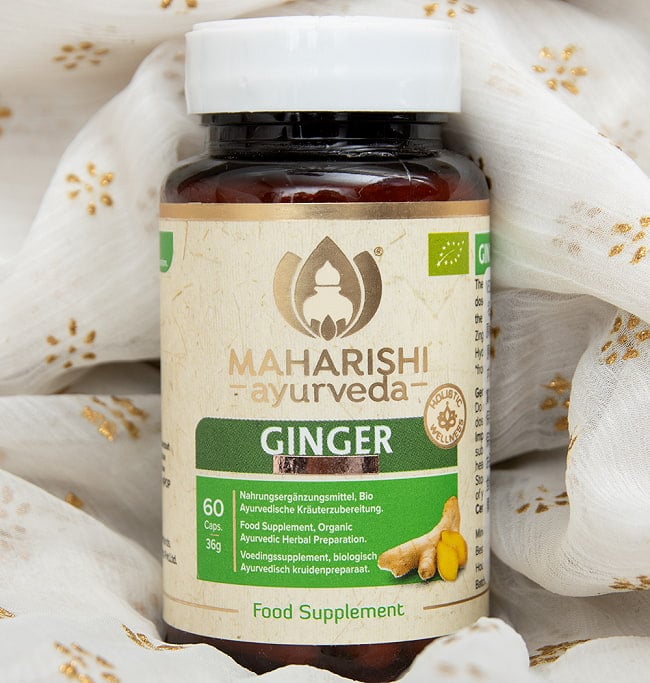 ハーブカプセル ジンジャー - GINGER Herbal Supplementの写真1枚目です。ハーブカプセル ジンジャーの表面ですジンジャー,ハーブ,カプセル,アーユルヴェーダ,マハリシ