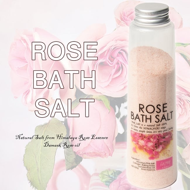 岩塩ローズバスソルト【ラ・ロッサ 】の写真マッサージ,ハーブ,オイル,アーユルヴェーダ,マハリシ