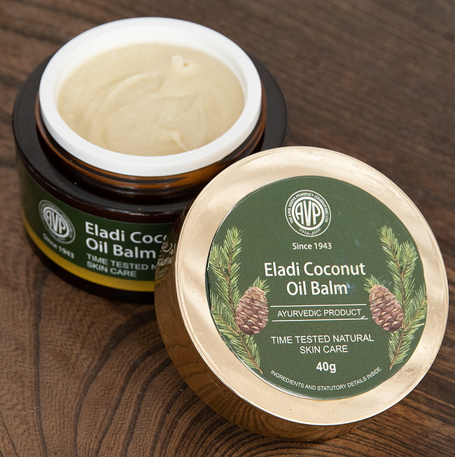 ＡＶＰ　エラディ　バーム - アーユルヴェーダのオイルと蜜蝋のバーム[Eladi Coconut Oil Balm 40g]の写真アーユルヴェーダバーム,アーユルヴェーダオイル,蜜蝋,バーム,マッサージ,AVP