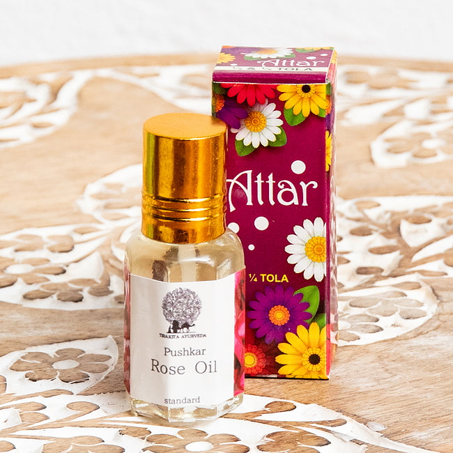 【10個セット】【Standard】プシュカル ダマスク ローズオイル【精油 6ml】 3 - インドらしいパッケージに入っています