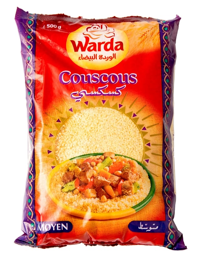 クスクス 中粒 - COUS COUS Middle Grain 500g 【Rose Blanche】 2 - 中粒です。一般的によく使われているのはこちらです。適度の蒸し具合で、適度の食感、どんな料理にも使える便利な粒の大きさです。