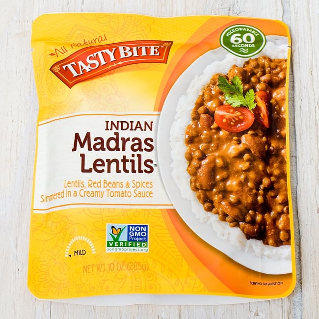 マドラス レンティル（マドラス・レンズ豆のカレー）の写真tasty bite,インド料理,インド,レンズ豆,赤インゲン豆,カレー,レトルト