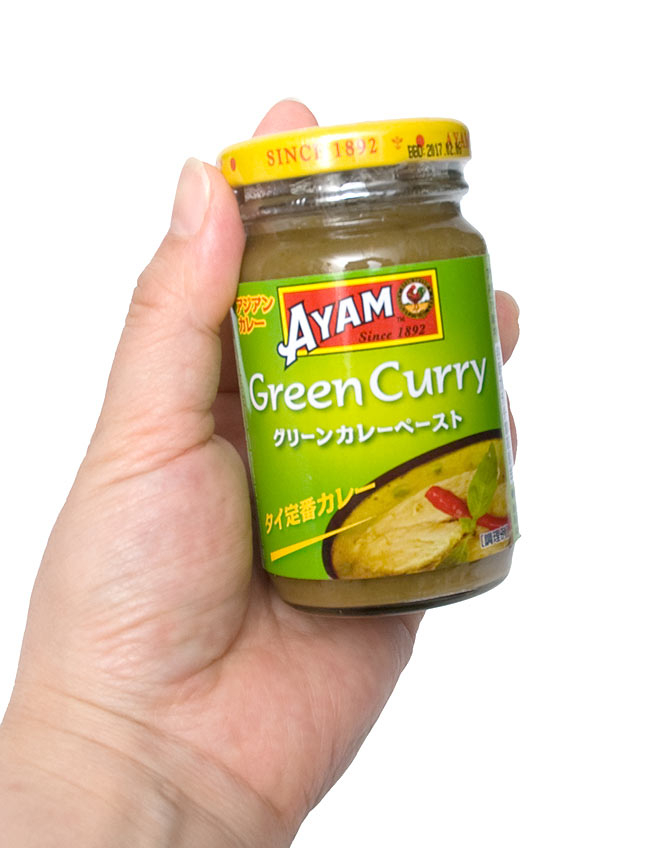 グリーンカレーペースト- Thai Green Curry Paste 【AYAM】 4 - サイズ比較のために手に持ってみました