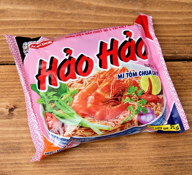 ベトナム・ミー (袋） 【AceCook】 シュリンプ味 - Tom Chua Cayの写真1枚目です。全体写真です。ベトナム料理,ミー,インスタント麺,シュリンプ,エビ,ベトナムミー,AceCook