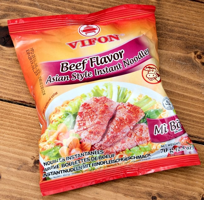 ベトナム・ミー (袋） 【VIFON】 ビーフ味 - MI Boの写真1枚目です。全体写真です。ベトナム料理,ミー,インスタント麺,ビーフ,ベトナムミー,VIFON