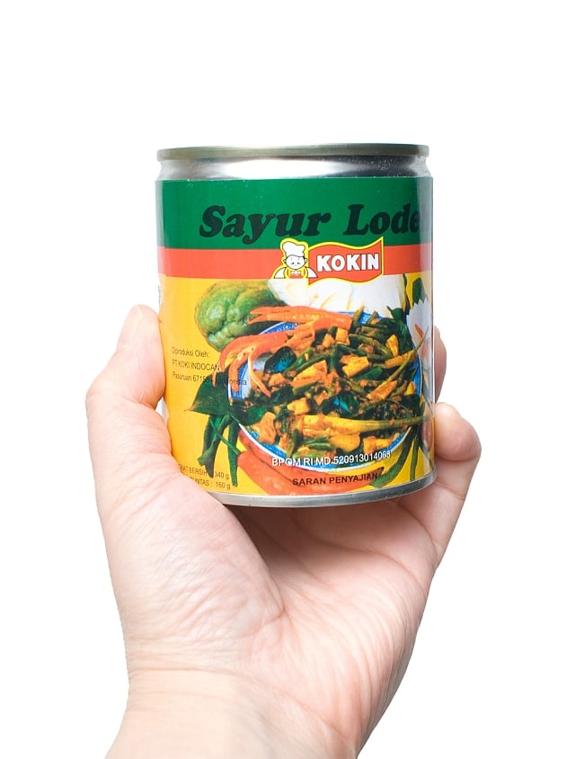 インドネシア サユールロディ - Sayur Lodeh 【KOKIN】 2 - 手に持ってみました。この缶で、2~3人前くらいでしょうか？数種類の惣菜を乗せてご飯にのせて、チャンプルーして食べるのがインドネシア流です。