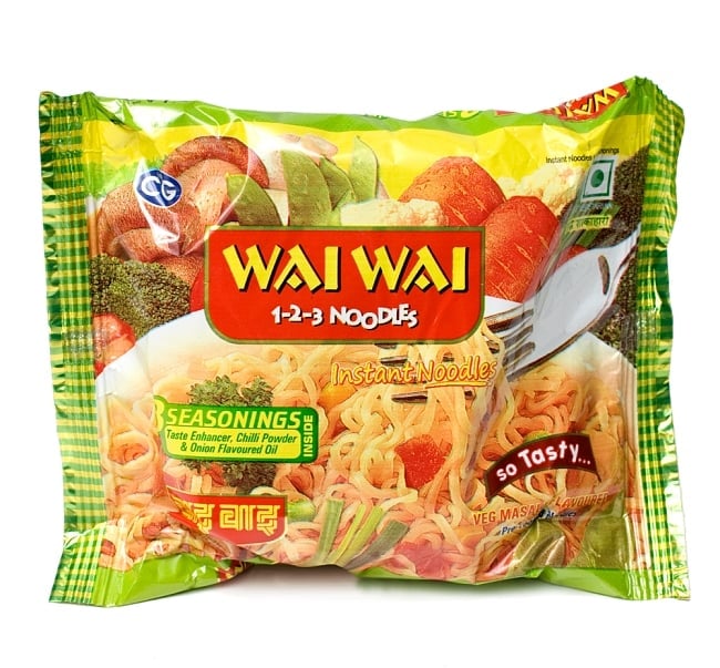 WAIWAI Noodles - ネパールのインスタントヌードル【ベジ・マサラ味】の写真1枚目です。パッケージ写真ですインスタント,ラーメン,ヌードル ,インド　ヌードル、ワイワイ