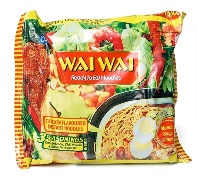 WAIWAI Noodles - ネパールのインスタントヌードル【チキン味】の写真1枚目です。パッケージ写真ですインスタント,ラーメン,ヌードル ,インド　ヌードル、ワイワイ