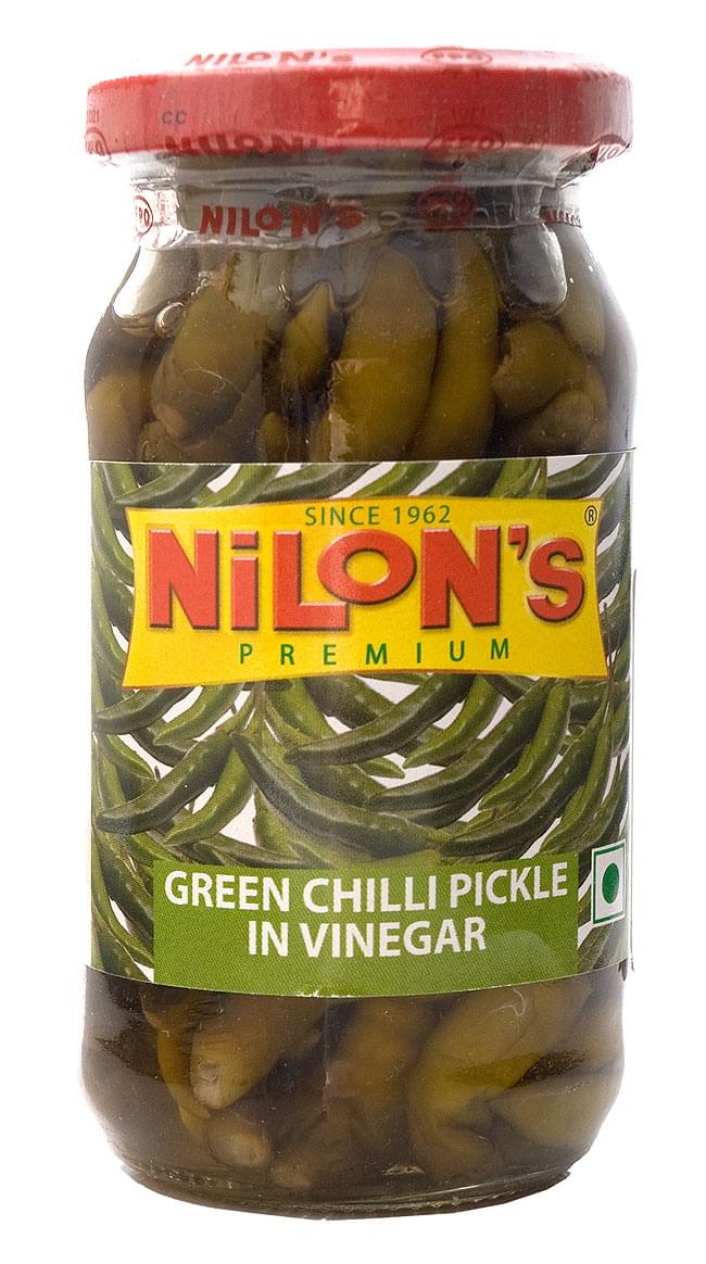 インドのピクルス （ビネガー） - グリーン チリ の酢漬け 【NILONs