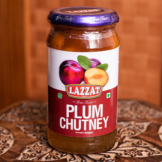 プラム チャツネ - Plum Chutney 430ｇ　【San Dip】の写真1枚目です。こちらは〔Lazzat社〕砂糖でじっくり煮詰めたプラムがぎっちり入っています。カレーの隠し味やチャツネ等にパキスタン料理,パキスタン,チャツネ,ハラル,ピュアベジ