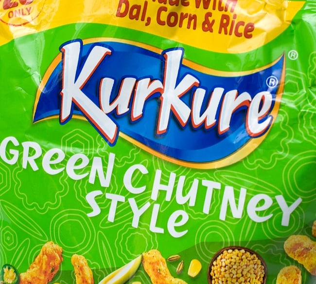 インドのスナック KurKure【Green Chutney Style味】 3 - ラベルの拡大です