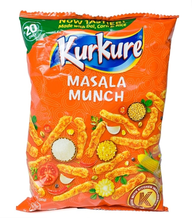 [インド品質]インドのスナック KurKure【Masala Munchi味】の写真1枚目です。インドのお菓子,スナック,クルクレ,マサラ味