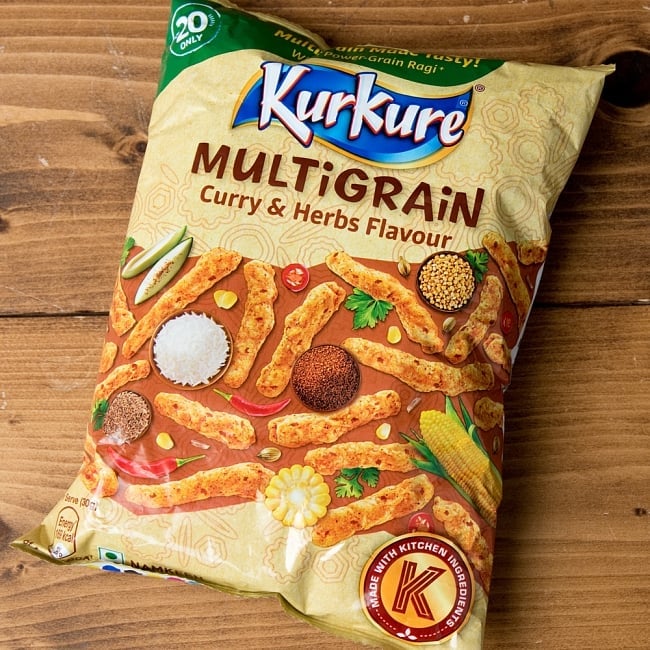 インドのスナック KurKure【MuLTiGRAiN Curry ＆ Herbs Flavour カレーとハーブ味】 2 - この様なパッケージでお送りします