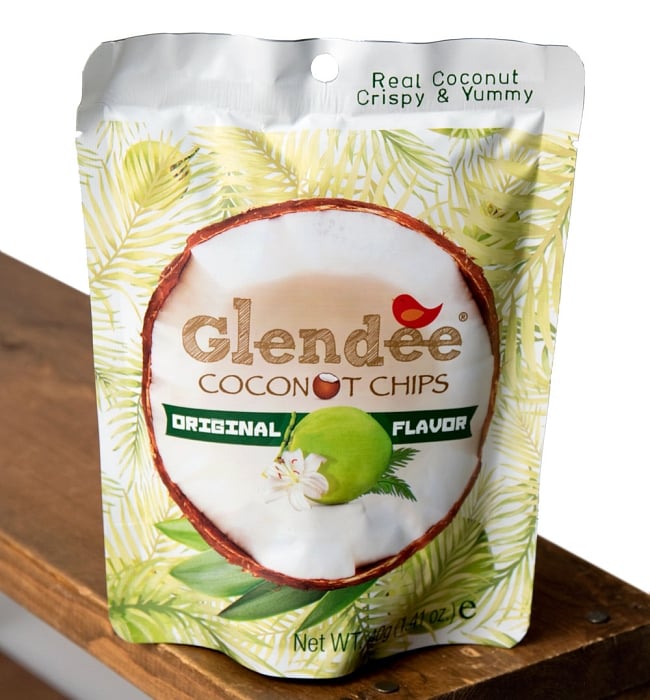 ココナッツチップス - オリジナル味 【Glendee】の写真1枚目です。パッケージ写真ですココナッツ,ココナッツチップス,ココナッツスナック,スナック,タイ お菓子