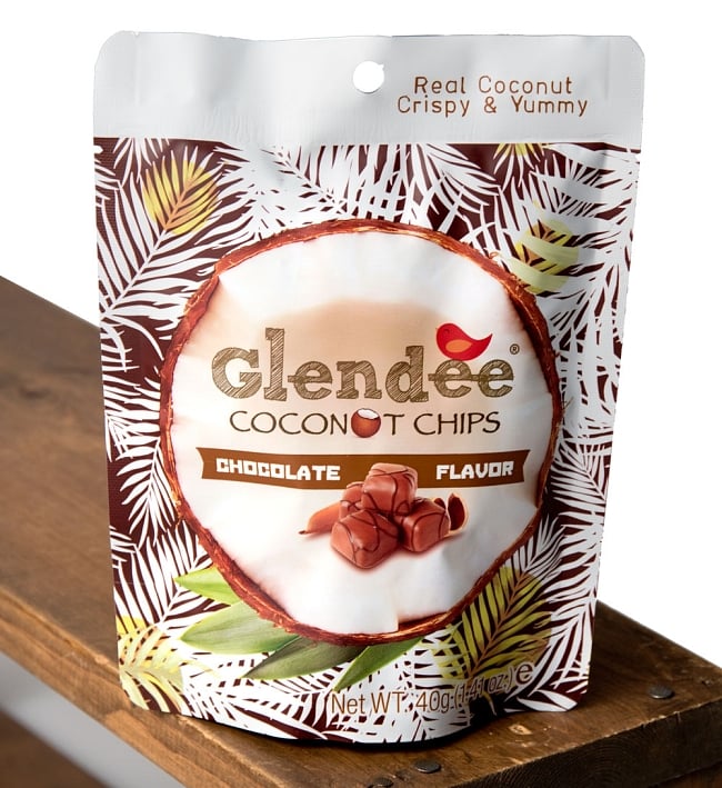 ココナッツチップス - チョコレート味 【Glendee】の写真1枚目です。パッケージ写真ですココナッツ,ココナッツチップス,ココナッツスナック,スナック,タイ お菓子
