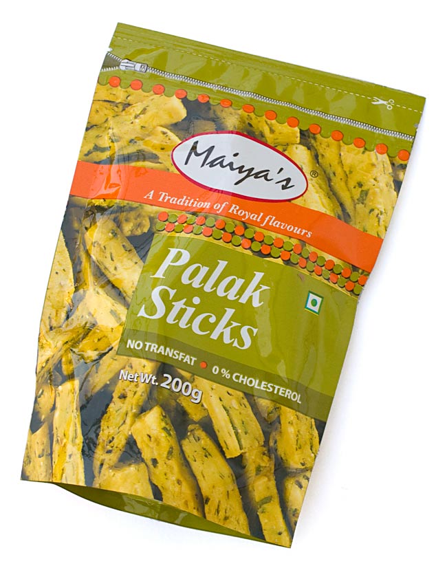 インドのお菓子 ほうれん草のスナック - PALAK STICKS 【Maiyas】の写真