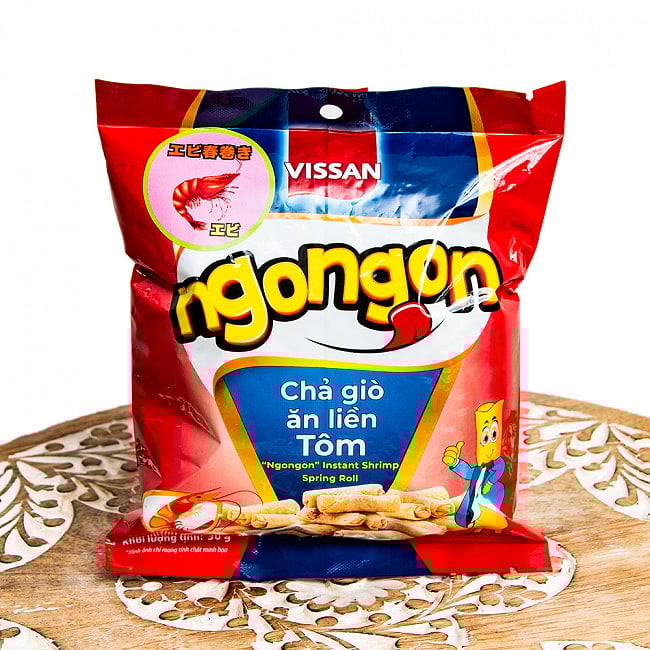 ベトナムスナック 海老ミニ春巻き　海老味 50g 【VISSAN】の写真VISSAN,ベトナムお菓子,ベトナム,エビ,春巻き,スナック