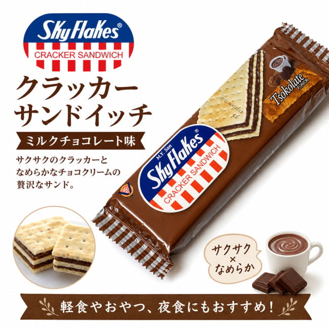 SkyFlakes,フィリピンお菓子,フィリピン,クラッカー,お菓子,チョコ味