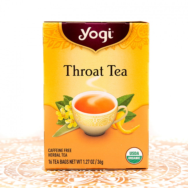 スロートティー - Throat Tea【Yogi tea ヨギティー】の写真1枚目です。メヘンディ柄のおしゃれなパッケージのヨギティ。配合にもこだわりがあり、香り豊かで美味しいです。ハーブティー,オーガニック,ヨガ,ハーブ,ヨギティー,スロートコンフォート