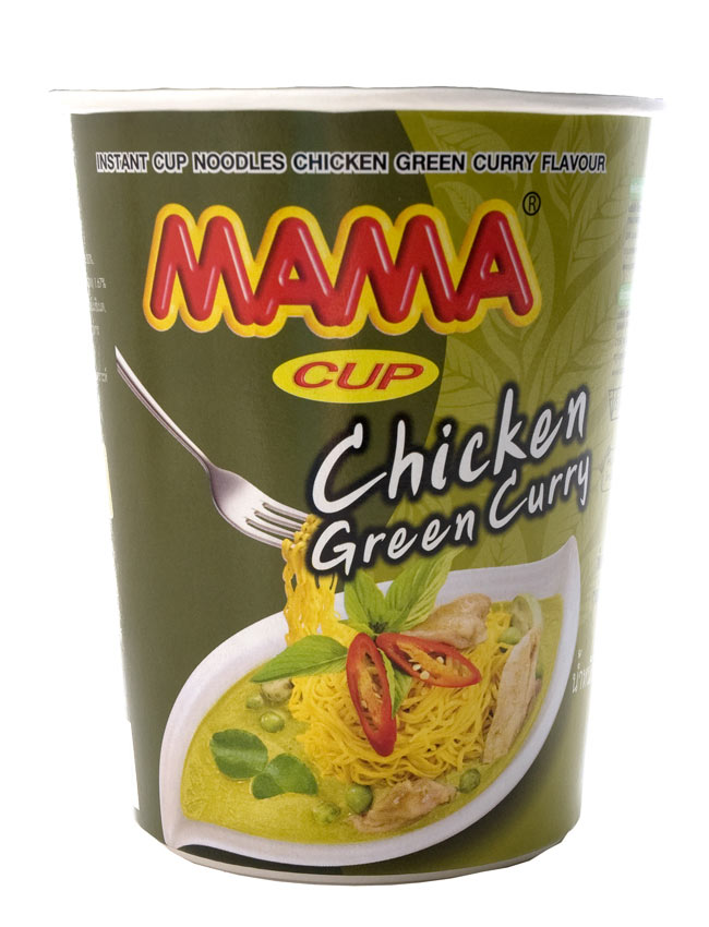 インスタント ヌードル グリーン カレー味 カップ 付き Mama の通販 Tirakita Com